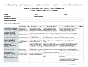 Physical Education Internship Evaluation