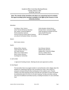 Academic Affairs Committee Meeting Minutes Tuesday, March 5, 2013 ************************************************************************