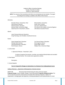 Academic Affairs Committee Meeting Tuesday, December 10, 2013 *****************************************************************************