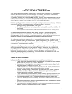 DEPARTMENT OF COMMUNICATION GUIDELINES FOR TENURE AND/OR PROMOTION