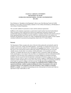 COASTAL CAROLINA UNIVERSITY DEPARTMENT OF MUSIC GUIDELINES FOR MENTORING, TENURE AND PROMOTION 2011-2012