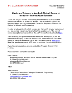 Masters of Science in Applied Clinical Research Instructor Interest Questionnaire