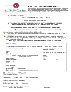 CONTRACT INFORMATION SHEET