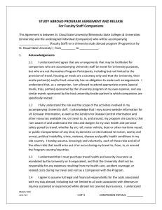 STUDY ABROAD PROGRAM AGREEMENT AND RELEASE For Faculty Staff Companions