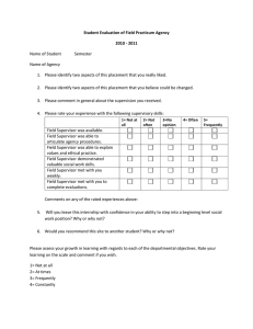 Student Evaluation of Field Practicum Agency 2010 - 2011 Name of Agency