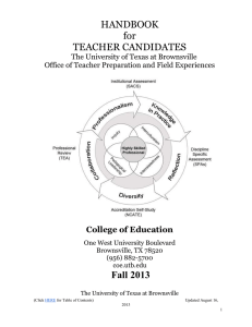 HANDBOOK for TEACHER CANDIDATES