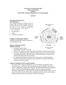 University of Texas Brownsville College of Education Syllabus