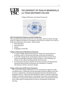 College of Education Conceptual Framework COE Conceptual Development and Knowledge Base