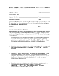 MnSCU ADMINISTRATOR POSITION ANALYSIS QUESTIONNAIRE