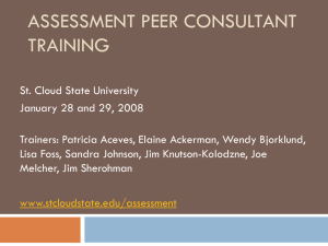 ASSESSMENT PEER CONSULTANT TRAINING