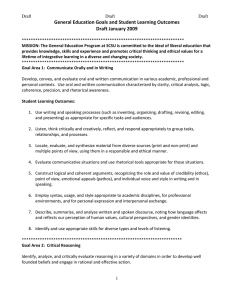 General Education Goals and Student Learning Outcomes Draft January 2009