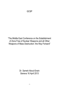 GCSP  “The Middle East Conference on the Establishment