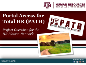 Portal Access for Total HR (PATH) Project Overview for the HR Liaison Network