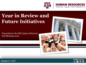 Year in Review and Future Initiatives Presented to the HR Liaison Network