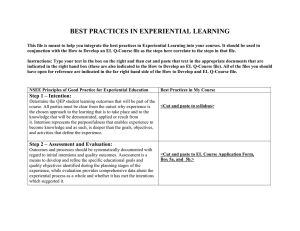 BEST PRACTICES IN EXPERIENTIAL LEARNING