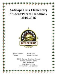 Antelope Hills Elementary Student/Parent Handbook 2015-2016