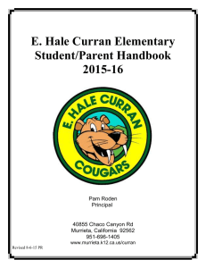 E. Hale Curran Elementary Student/Parent Handbook 2015-16