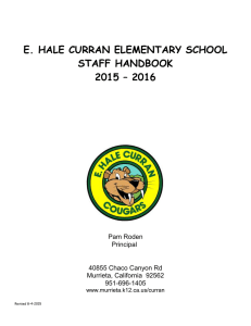 E. HALE CURRAN ELEMENTARY SCHOOL STAFF HANDBOOK 2015 – 2016