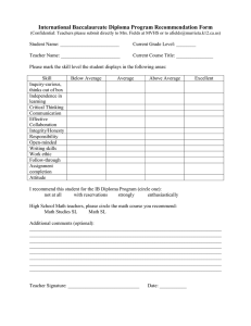 International Baccalaureate Diploma Program Recommendation Form