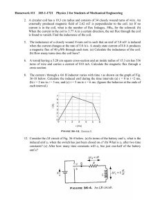 Homework #11    203-1-1721    Physics... 2.  A circular coil has a 10.3 cm radius... externally  produced  magnetic  field  of ...