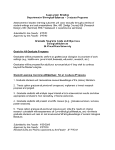 Assessment Timeline – Graduate Programs Department of Biological Sciences