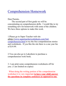 Comprehension Homework