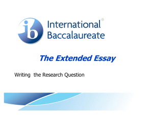 The Extended Essay Writing  the Research Question