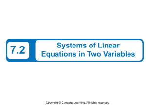 7.2 Systems of Linear Equations in Two Variables