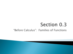 “Before Calculus”:  Families of Functions