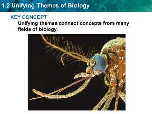 1.2 Unifying Themes of Biology KEY CONCEPT fields of biology.