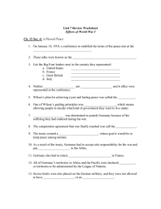 1.  On January 18, 1919, a conference to establish... _____________________________________. Unit 7 Review Worksheet