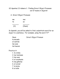 S2 Apuntes 2.3 número 1:  Finding Direct Object Pronouns