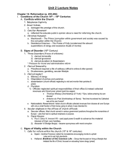 Unit 2 Lecture Notes  1 Conditions of the Church 14