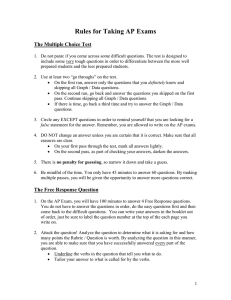 Rules for Taking AP Exams  The Multiple Choice Test