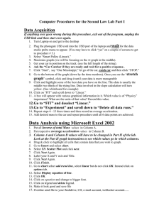 Data Acquisition Computer Procedures for the Second Law Lab Part I