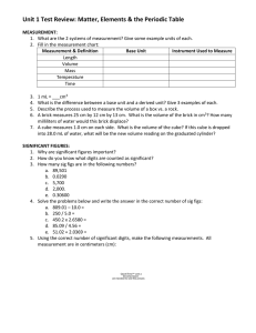 Unit 1 Test Review: Matter, Elements &amp; the Periodic Table