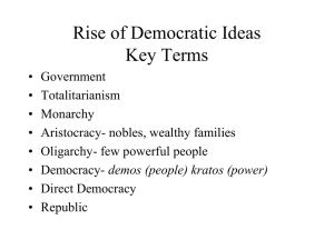 Rise of Democratic Ideas Key Terms
