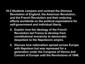 10.2 Students compare and contrast the Glorious