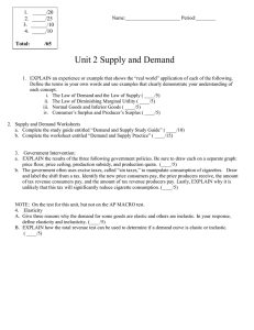 Unit 2 Supply and Demand 1.   _____/20 2.  _____/25