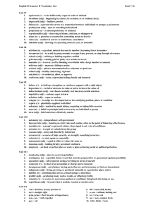 English II Semester II Vocabulary List  Units 7-12 Unit #7