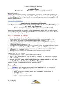 Course Guidelines and Procedures Mrs. Culp 10 Grade English 2