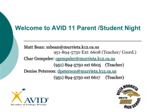 Welcome to AVID 11 Parent /Student Night
