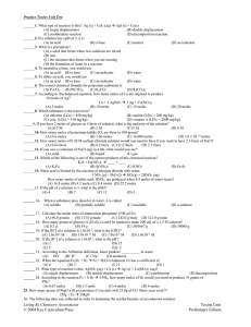 Practice Toxins Unit Test  1. (aq)  AgI (s) + Cu(s)