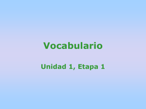 Vocabulario Unidad 1, Etapa 1