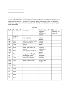 ________________________ Use the suffix information provided in the document “Suffixes” to...