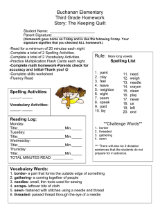 Buchanan Elementary Third Grade Homework Story: The Keeping Quilt
