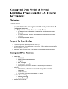 Conceptual Data Model of Formal Legislative Processes in the U.S. Federal Government Motivation