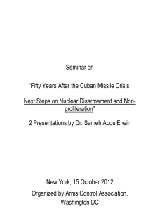 Seminar on “Fifty Years After the Cuban Missile Crisis: