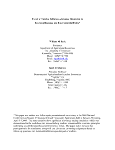 Use of a Tradable Pollution Allowance Simulation in William M. Park