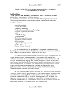 Document No. MD004 1/1/05 Flowdowns for ABL Infrastructure Sustainment-Optics Sustainment
